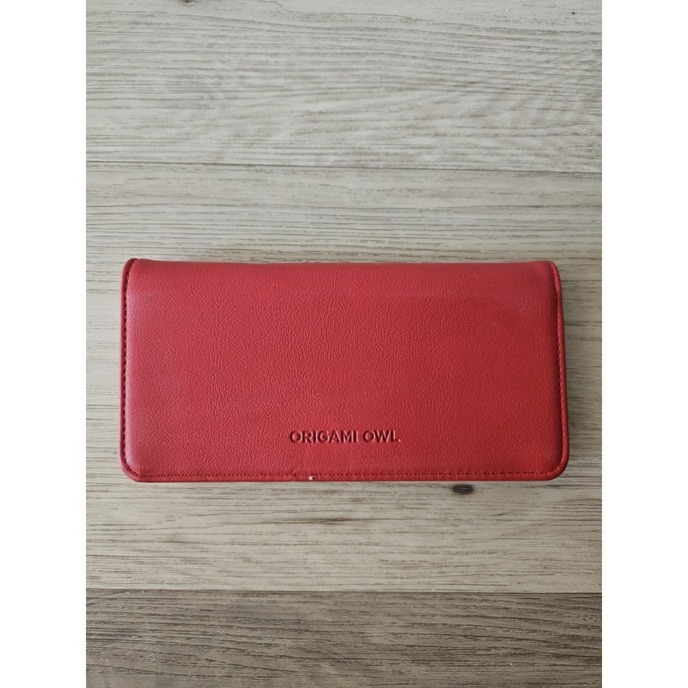Origami Owl Red Vegan Leather Clutch Wallet | Minimalist Card Holder Purse